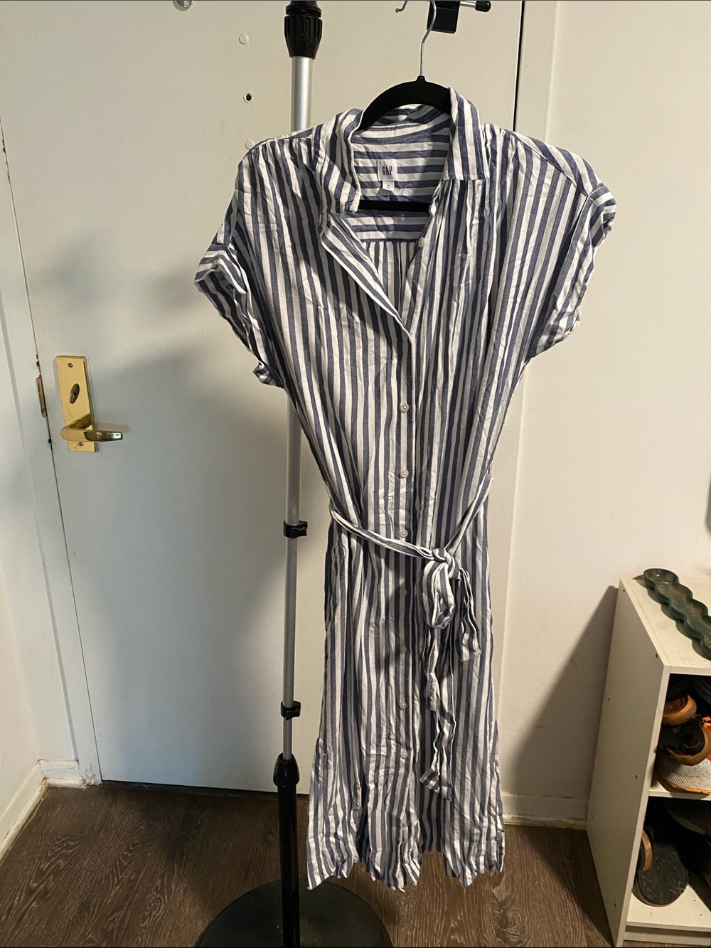 Gap striped blue shirt Dress with Tie Waist